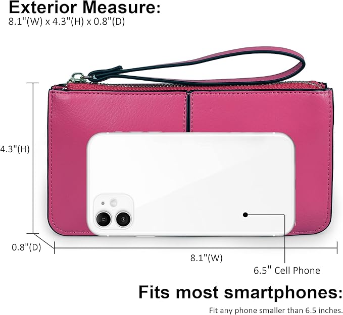 befen Genuine Leather Wristlet Clutch for Women Ultra-Slim Ladies Credit Card Holder Wallet Purses with RFID Protection