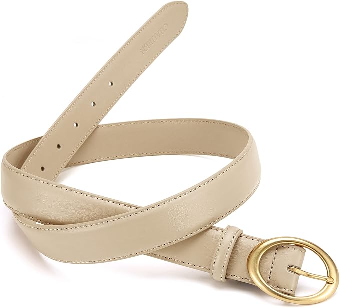 Womens Belt - CR Leather Belt Women Casual for Jeans Pants Dress - Belts with Gold Buckle for Women Fashion