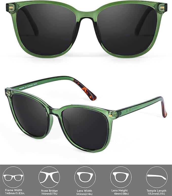 FIMILU 2 Packs Sunglasses for Women Polarized UV400 Protection Lens Big Frame Fashion Glasses Trendy Stylish Shade
