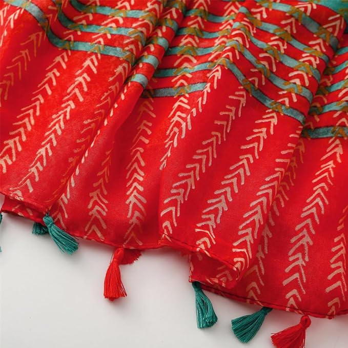Yeieeo Boho Scarf for Women Lightweight Floral Printed Scarf Fall Winter Fashion Fringed Shawl
