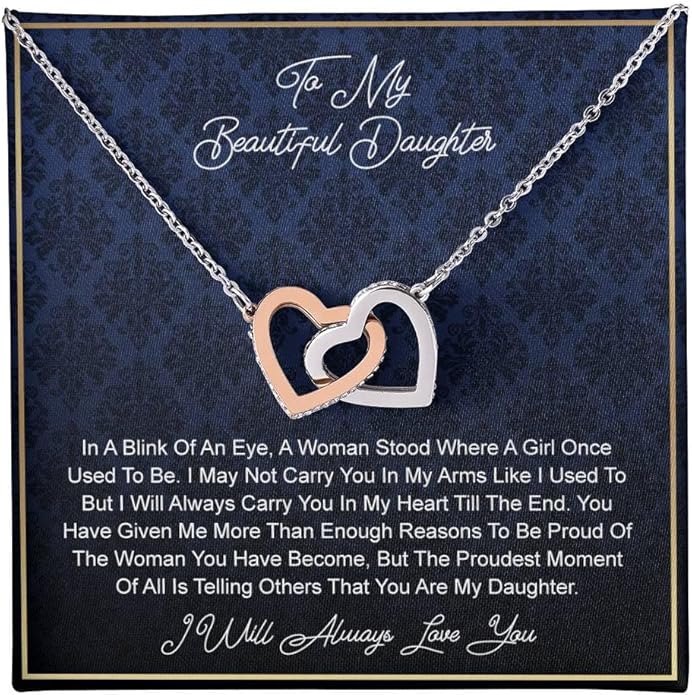 VIRAGIL To My Daughter Gift Necklace From Dad or Mom - Badass Daughter Jewelry With Heartfelt Message & Elegant Box