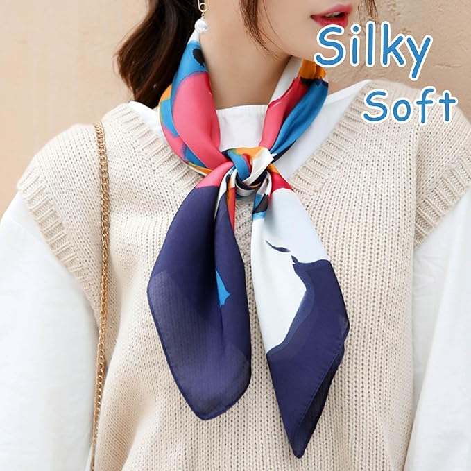 Dailyacc Hair Bandanas Scarf For Women Lightweight Fashion Neck Silk Satin Head Scarves For Sleeping Handbags Scarf
