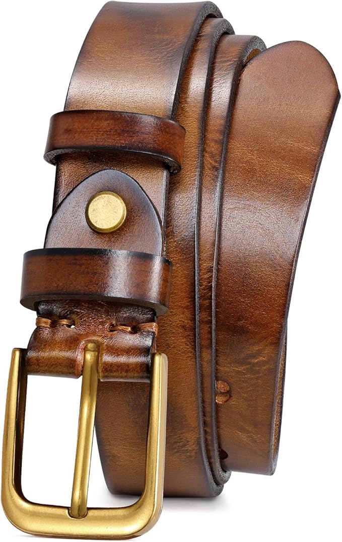 JASGOOD Women Belt Genuine leather Belt with Vintage Metal Buckle,Ladies Full Grain Leather Belt for Jeans Pants