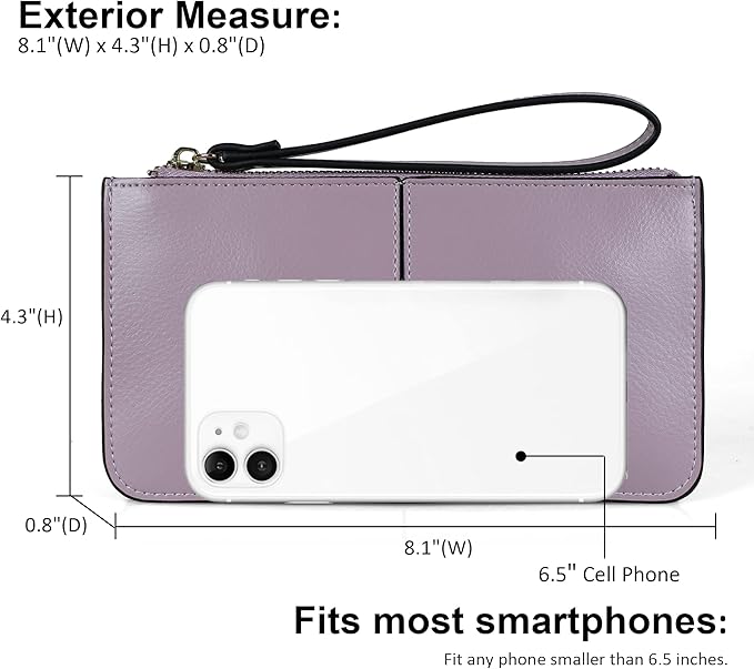 befen Genuine Leather Wristlet Clutch for Women Ultra-Slim Ladies Credit Card Holder Wallet Purses with RFID Protection