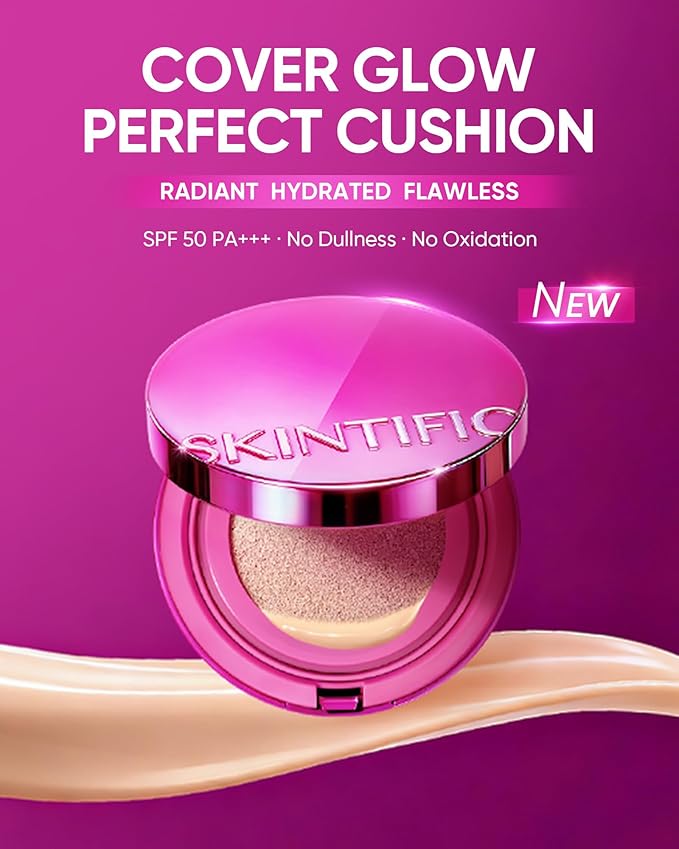 Pink Glow Cushion Foundation #00 Porcelain| Medium Coverage, Natural Dewy Glow Finish, Moisturizing for Dry Skin, Lightweight, Long-Lasting & Oxidation-Resistant