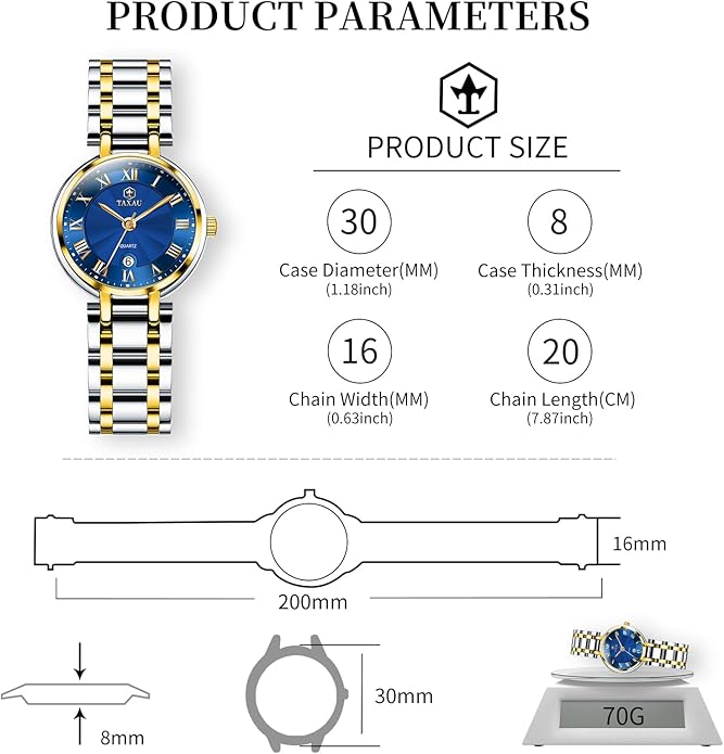 Gold Silver Two Tone Women Stainless Steel Watch Small Wrist ElegantDress Watch for Women Fashion Luxury Waterproof Day Date Analog Quartz Ladies Watches