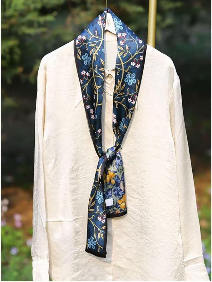 100% Mulberry Silk Ribbon Scarf for Hair Beach Head Wraps for Women Handbag accessories Necktie
