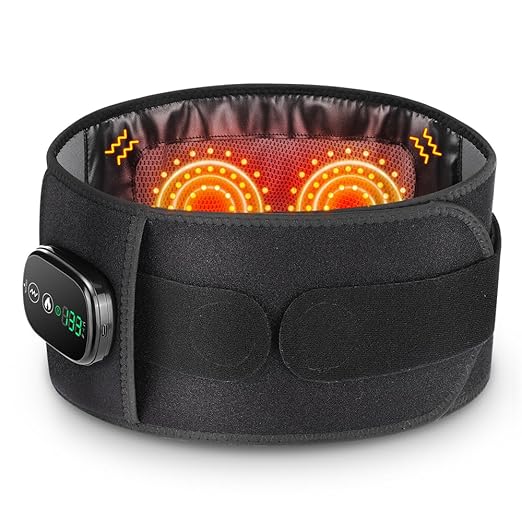 Cordless Heating Pad with Massager for Back Pain Relief, Rechargeable Red Light Therapy Belt, Lower Back Massager with 5 Heat 3 Vibration, Birthday Gifts for Dad Mom Men Women Grandpa Grandma