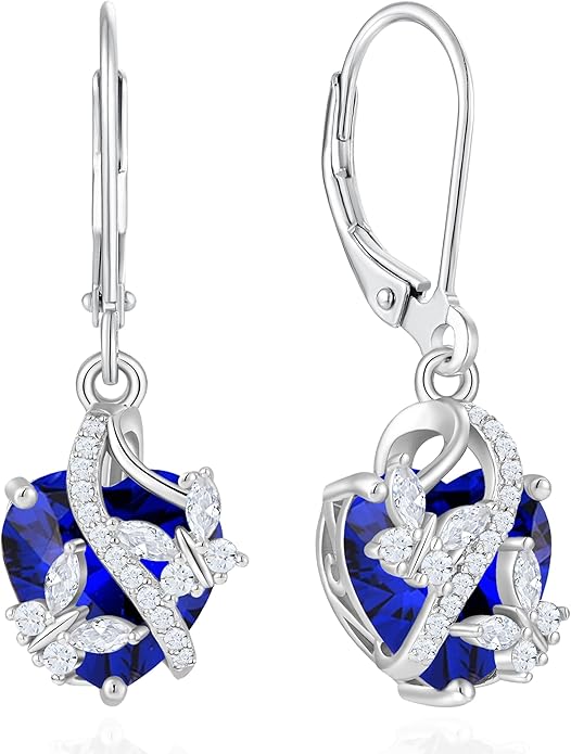Butterfly Earrings for Women 925 Sterling Silver Heart Earring Birthstone Jewelry