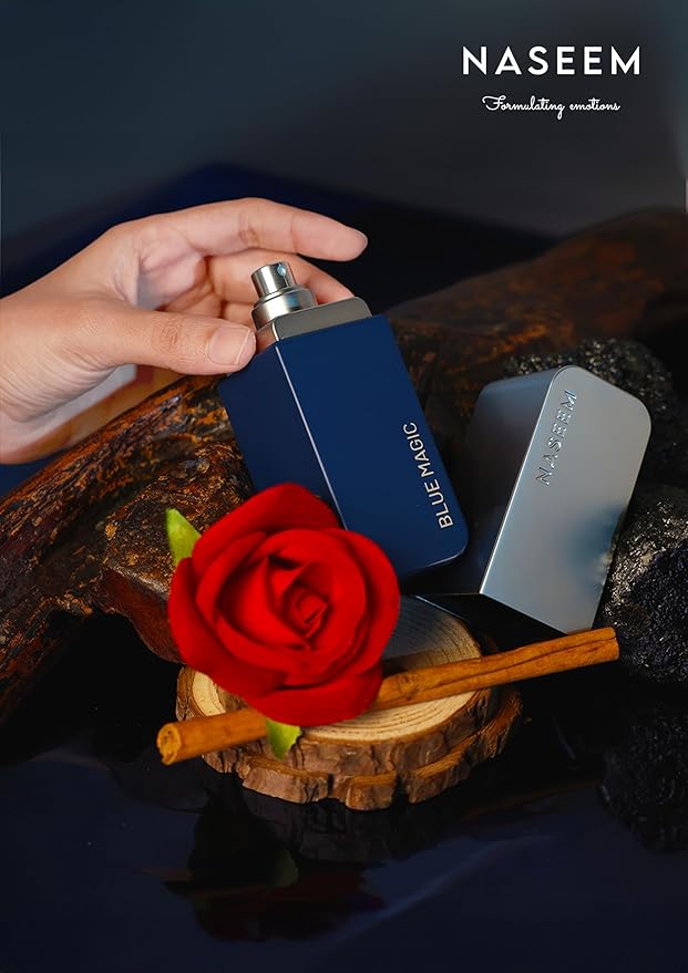 NASEEM Blue Magic Men’s Perfume – 80ml Alcohol-Free, Long-Lasting Fougere Fragrance with Pineapple, Nutmeg, Rose & Vetiver – Bold & Masculine Scent