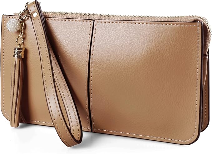 befen Genuine Leather Wristlet Clutch for Women Ultra-Slim Ladies Credit Card Holder Wallet Purses with RFID Protection