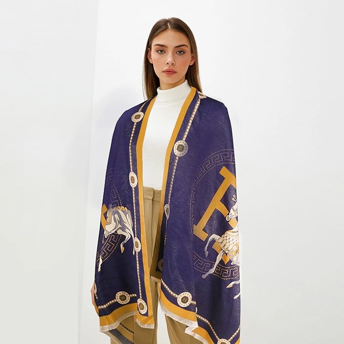 EXTREE Scarfs for Women Pashmina Silky Shawl Wrap for Evening Dressing Blanket Open Front Poncho Cape