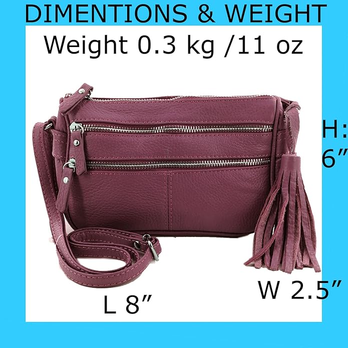 Cowhide Leather Women's Shoulder Purse Small Cross Body Organizer Bag with Many Pockets