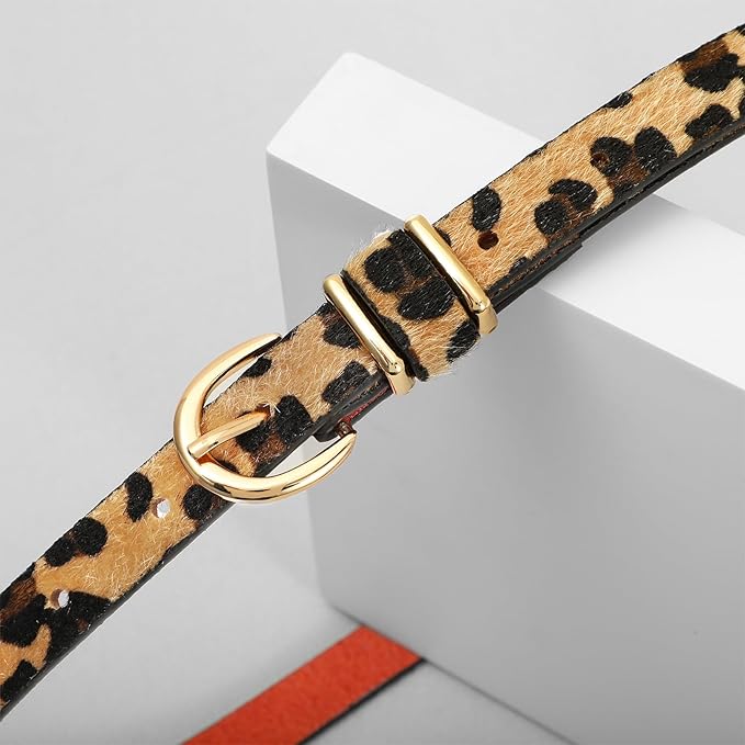 VONMELLI Womens Skinny Leather Belt Thin Waist Belts for Women Fashion Dress Jeans with Gold Buckle