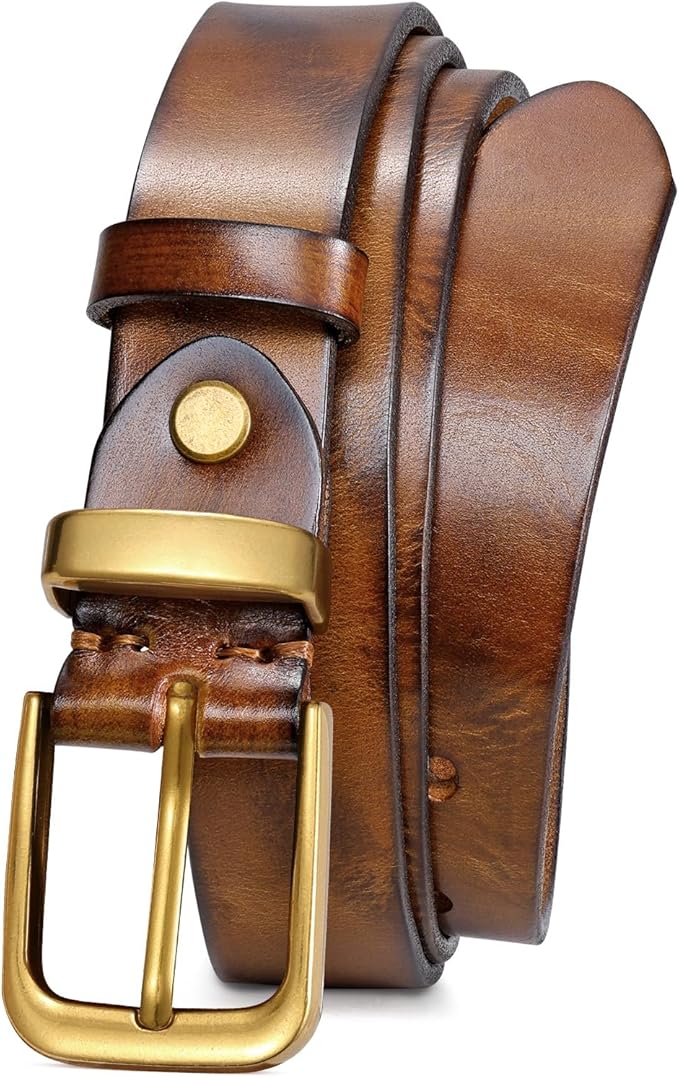 JASGOOD Women Belt Genuine leather Belt with Vintage Metal Buckle,Ladies Full Grain Leather Belt for Jeans Pants