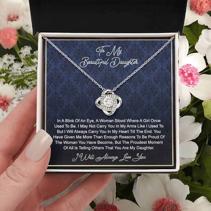 VIRAGIL To My Daughter Gift Necklace From Dad or Mom - Badass Daughter Jewelry With Heartfelt Message & Elegant Box