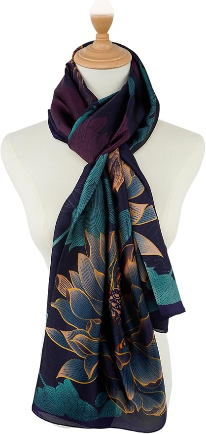 YOUR SMILE Large Mulberry Silk Feeling Long Stain Scarf Lightweight Sunscreen Shawls Wraps for Women