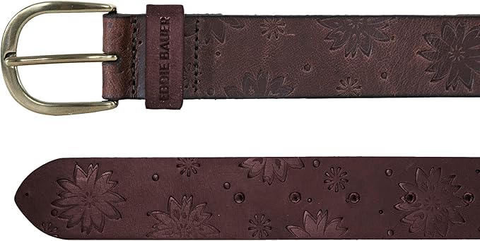 Eddie Bauer Women's Casual Leather Belts with Durable Metal Buckle