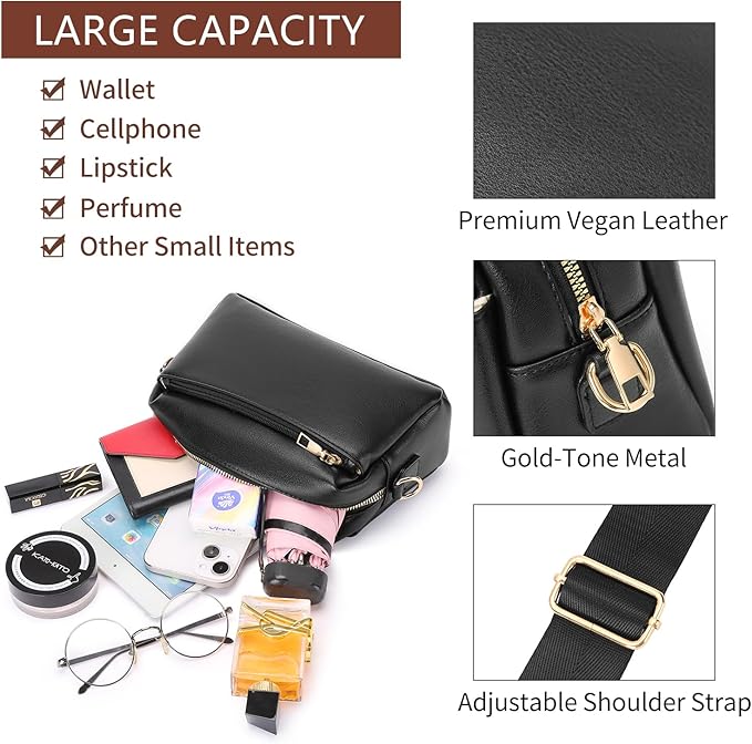 SENDEFN Leather Crossbody Bag for Women Small Clutch Purses Crossbody Shoulder Handbag Wallet Purses RIFD Card Slots