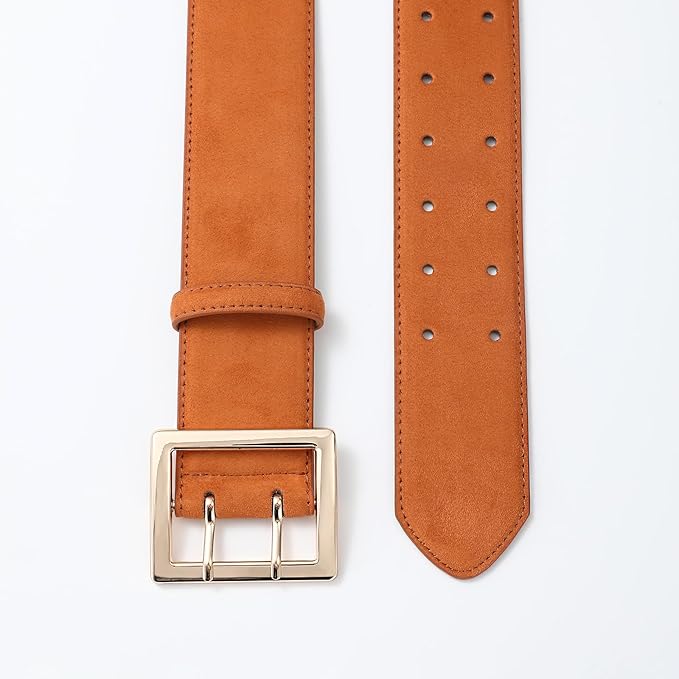 Wide Belts for Women Leather Wide Belts Fashion Thick Black Belt With Gold Buckle Belt for Dresses