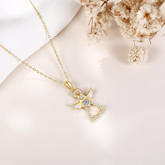ELFRONT Mothers Day Gifts 14k Real Gold Dainty Necklace, Solid Gold Delicate Pendant For Women Mom Lover