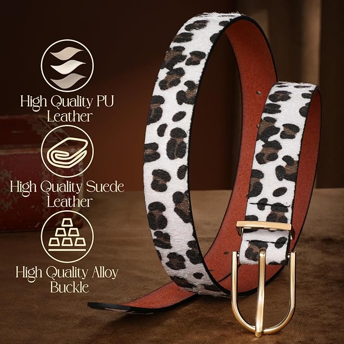 SANSTHS Women Faux Leather Chic Belts for Jeans Pants Fashion Ladies Belt Solid Color with Gold Curved Pin Buckle
