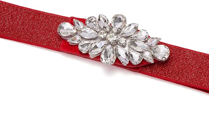 Womens Belts for Dress Fashion Rhinestone Elastic Bow Belt Skinny Waist Belt