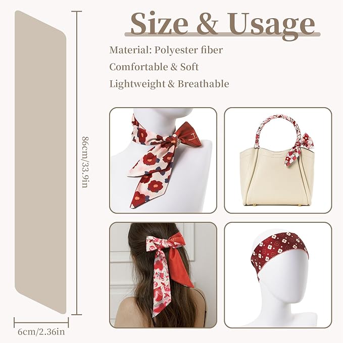 4 Pack Purse Scarf Handbags Skinny Twill Hair Scarves Narrow Neck Scarf Band Women Fashion Accessories Bag Charms