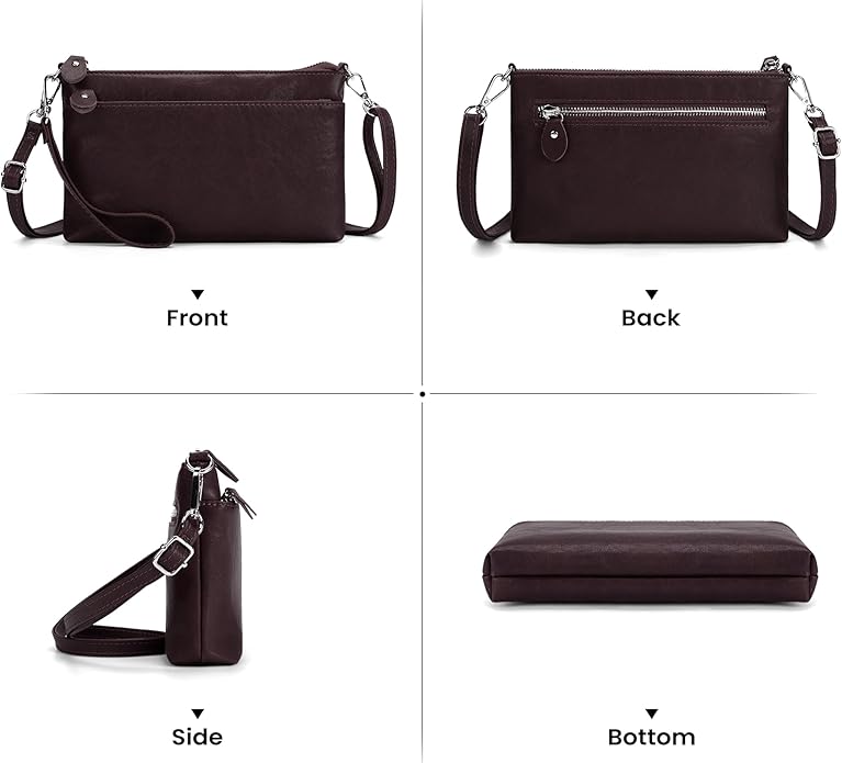 befen Genuine Leather Wristlet Clutch Wallet Purses with RFID Blocking, Small Crossbody Bags Shoulder Handbag for Women