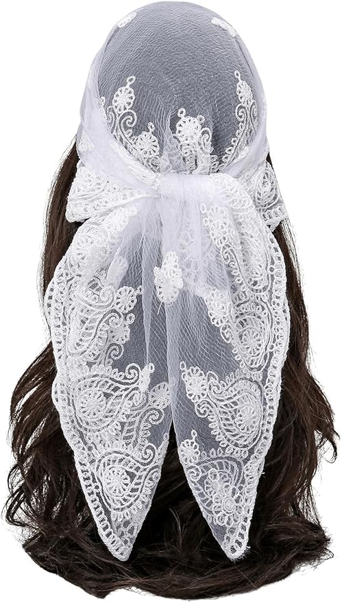 Floerns Women's Flower Embroidery Hair Scarf Headband Sheer Lace Hair Bandana