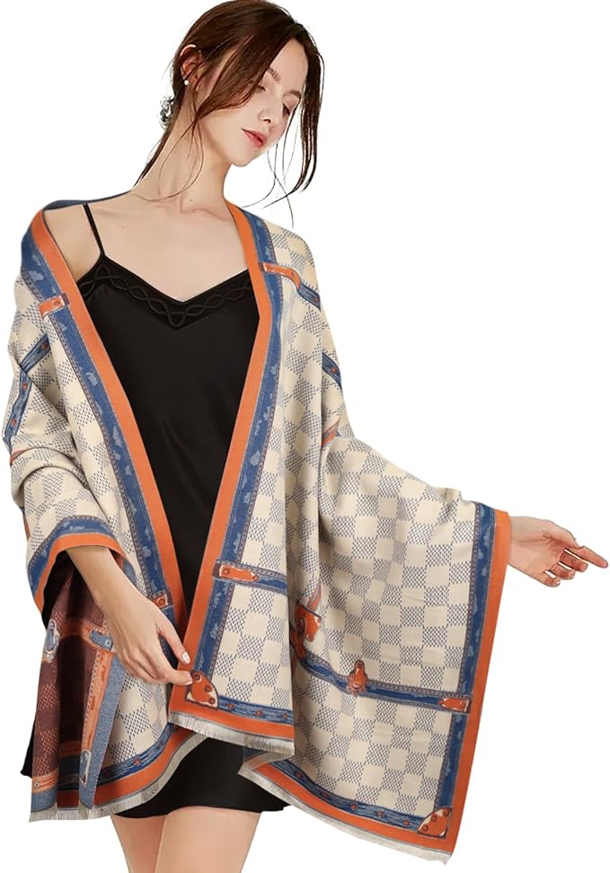 EXTREE Scarfs for Women Pashmina Silky Shawl Wrap for Evening Dressing Blanket Open Front Poncho Cape