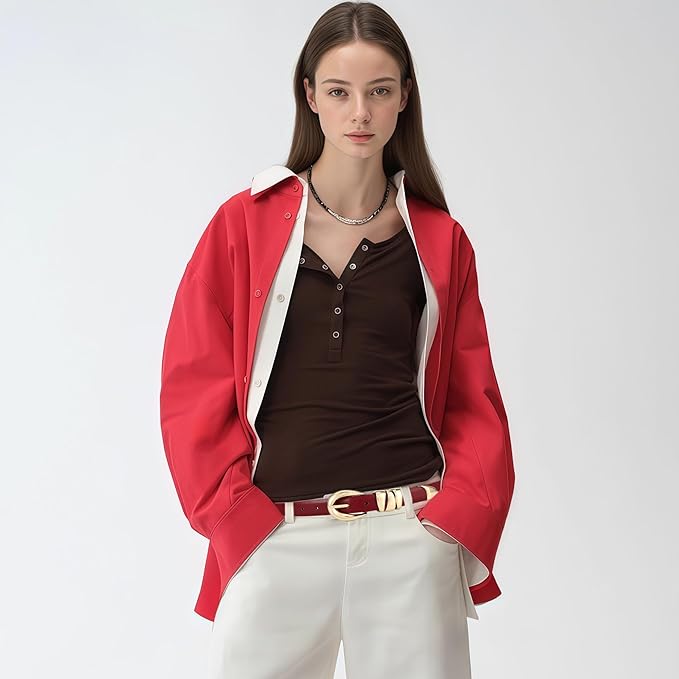 Skinny Leather Waist Belt - Gold Buckle Dress Belt for Women's Jeans & Dresses