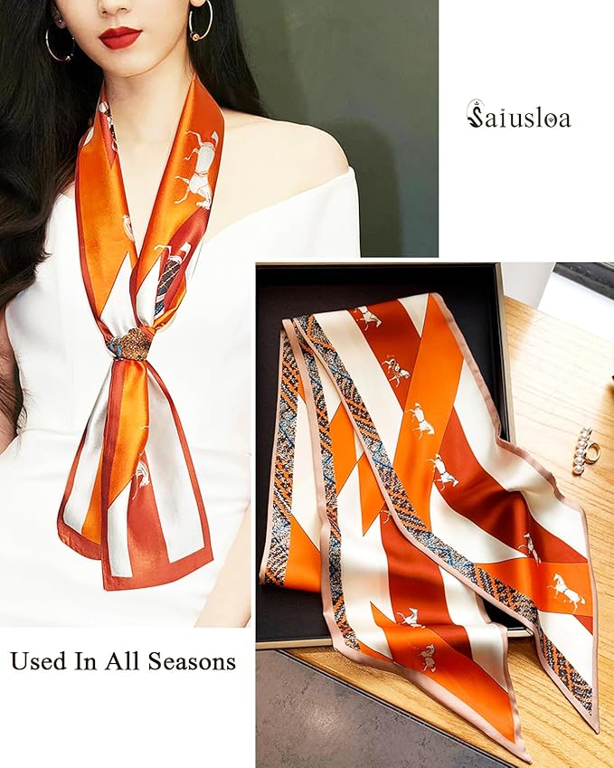 Purse Scarf For Handbags Head Scarves For Women's Hair Bags Scarfs Long Skinny Scarves Fashion Silky