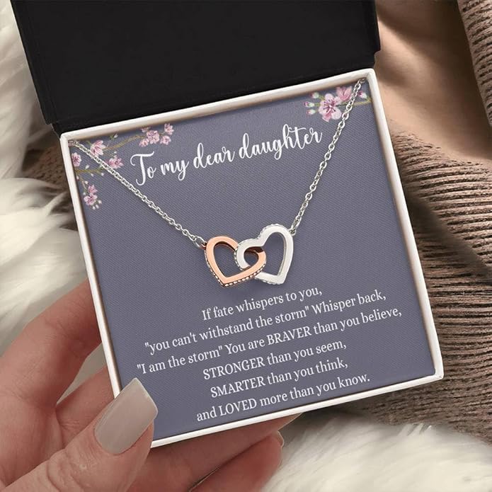 VIRAGIL To My Daughter Gift Necklace From Dad or Mom - Badass Daughter Jewelry With Heartfelt Message & Elegant Box
