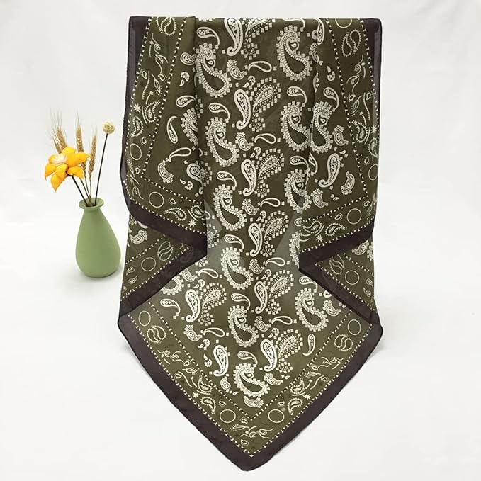 FONYVE Silk Feeling Scarf Medium Square Satin Head Scarf for Women 27.5 × 27.5 inches