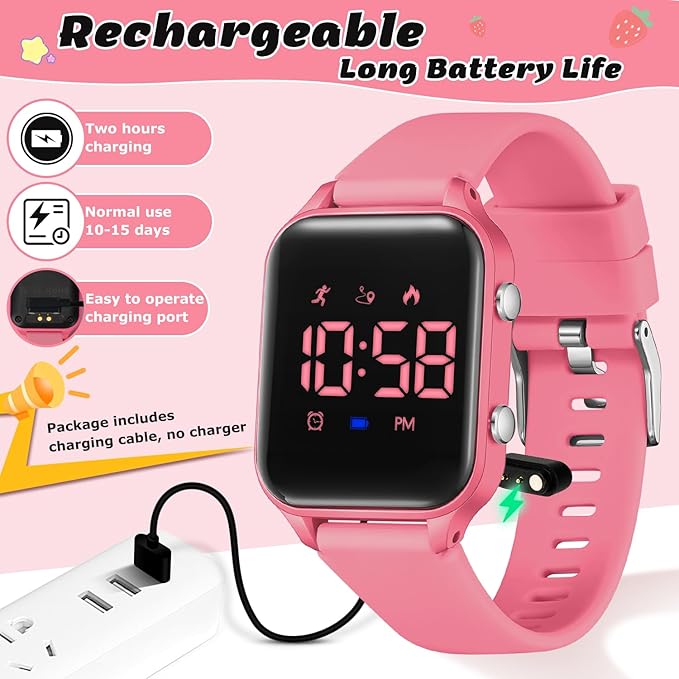 L LAVAREDO Kids Digital Watches for Boys Girls,Waterproof Sport Watch with Pedometer Stopwatch Vibration Alarm for Ages 5-13,No App Fitness Tracker Watch for Kids Teens Birthday Christmas Gifts