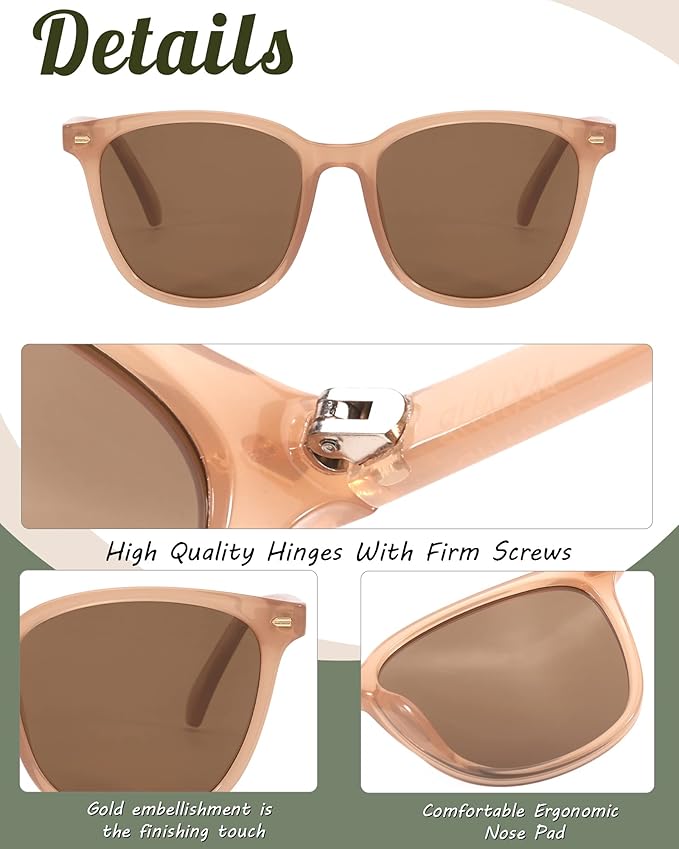 Myiaur Polarized Sunglasses for Women, Square Mirrored Trendy Shades with UV Protection Reduce Glare Sun Glasses