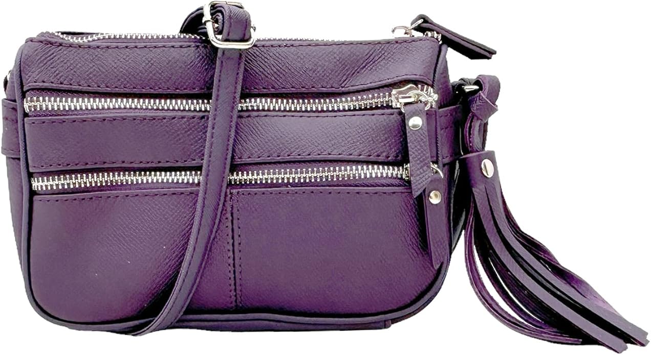 Cowhide Leather Women's Shoulder Purse Small Cross Body Organizer Bag with Many Pockets