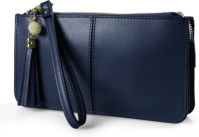 befen Genuine Leather Wristlet Clutch for Women Ultra-Slim Ladies Credit Card Holder Wallet Purses with RFID Protection