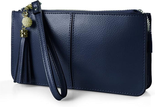 befen Genuine Leather Wristlet Clutch for Women Ultra-Slim Ladies Credit Card Holder Wallet Purses with RFID Protection