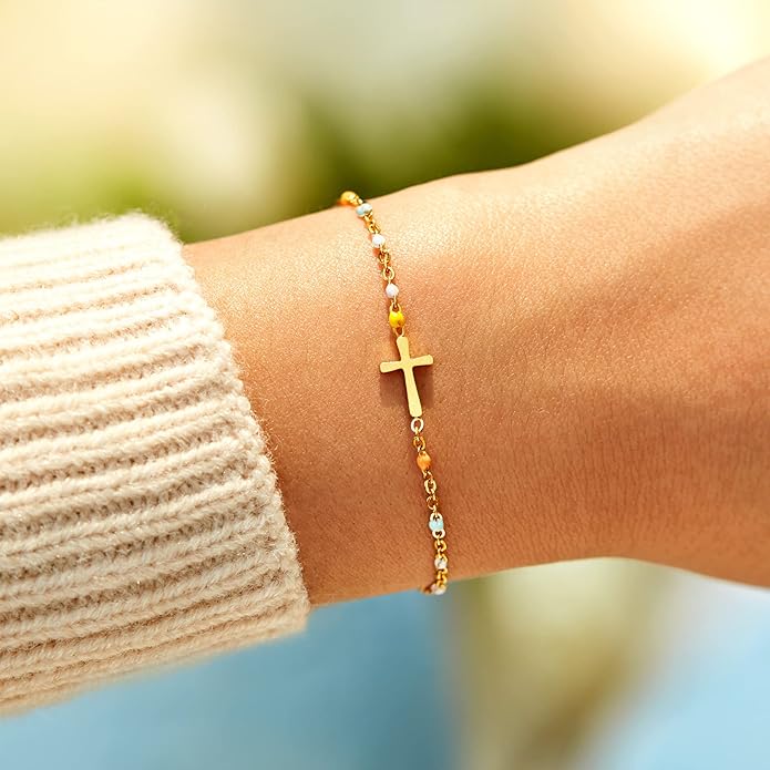 STORYJEWELLERY Christian Gifts for Women, Religious Confirmation and Baptism Gifts, Cross Bracelet for Women, Easter Gift, Encouragement Presents, Christian Jewelry
