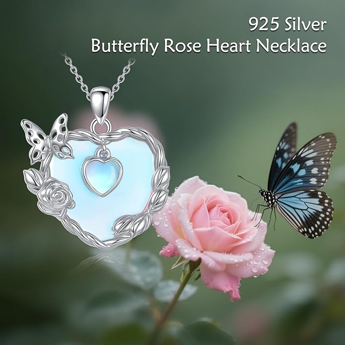 Moonstone Necklace for Women dragonfly Necklace 925 Sterling Silver Teardrop Moonstone Pendant Necklace Dragonfly Jewelry Gifts for Women