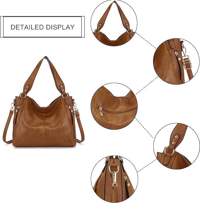 Women's Hobo Handbags Crossbody Bags Ladies Tote Shoulder Bags Purses and Wallet Set 2pcs