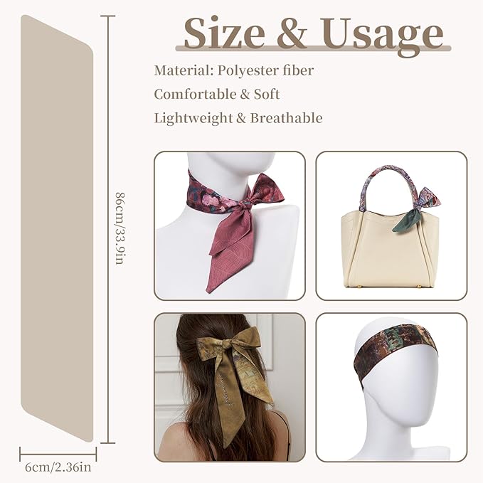 4 Pack Purse Scarf Handbags Skinny Twill Hair Scarves Narrow Neck Scarf Band Women Fashion Accessories Bag Charms