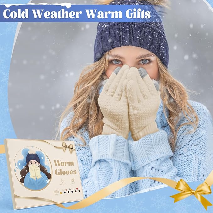 Omisy 4 Pairs Winter Gloves Women Touchscreen Cold Weather, Valentines Day Gifts for Her Wife Mom Girlfriend, Wam Mitten