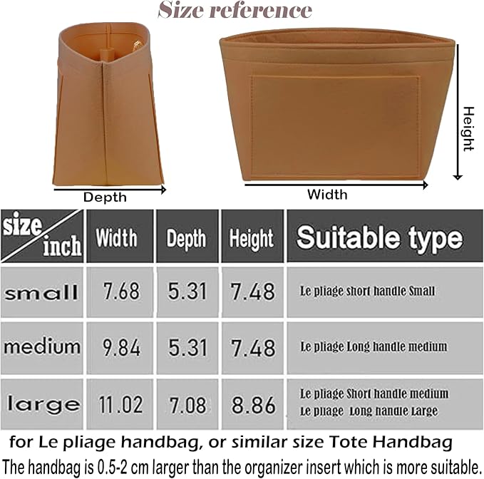 Lckaey bag Organizer Insert for Longchamp Pliage Neo Handbags Insert Organizer 1012camel-M