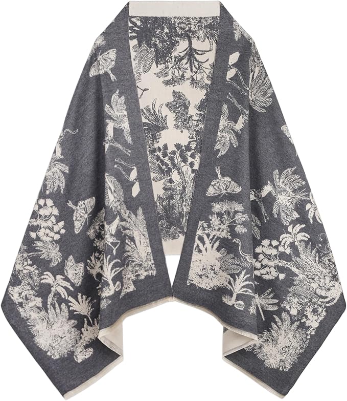 EXTREE Scarfs for Women Pashmina Silky Shawl Wrap for Evening Dressing Blanket Open Front Poncho Cape