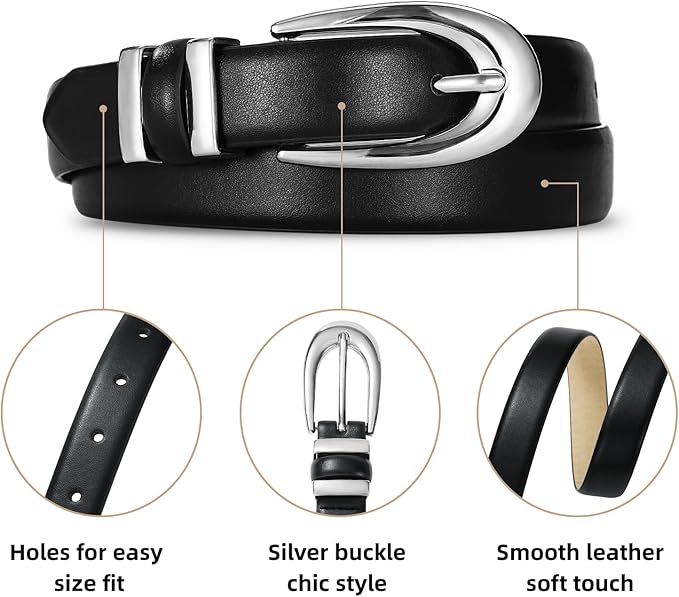 Women's Belt Fashion Buckle Premium Synthetic Leather Ladie Belts for Jeans Minimalist Design Gifts for Women