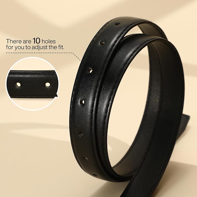 VONMELLI Womens Thin Leather Belt for Jeans Pants Dress Fashion Skinny Belt with Gold Buckle for Women
