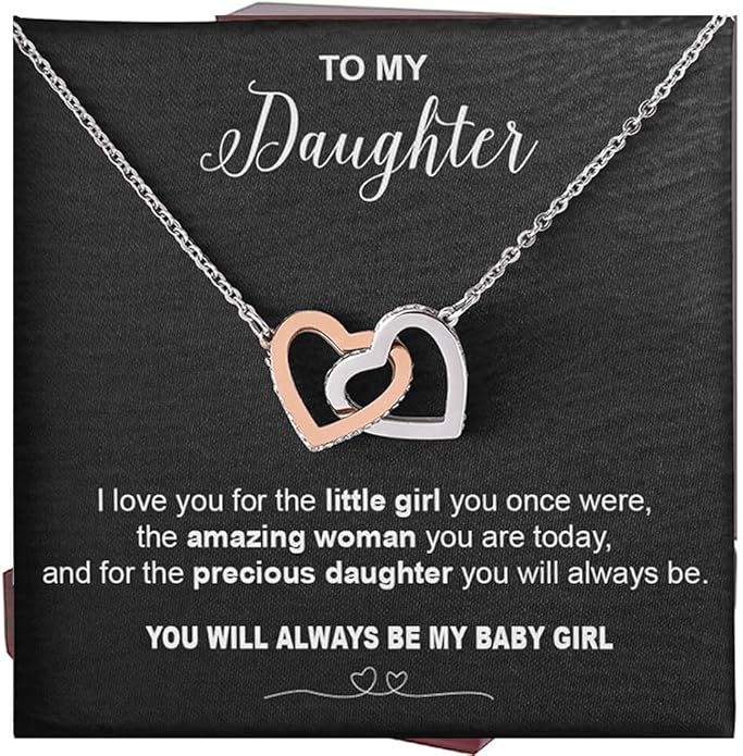 VIRAGIL To My Daughter Gift Necklace From Dad or Mom - Badass Daughter Jewelry With Heartfelt Message & Elegant Box